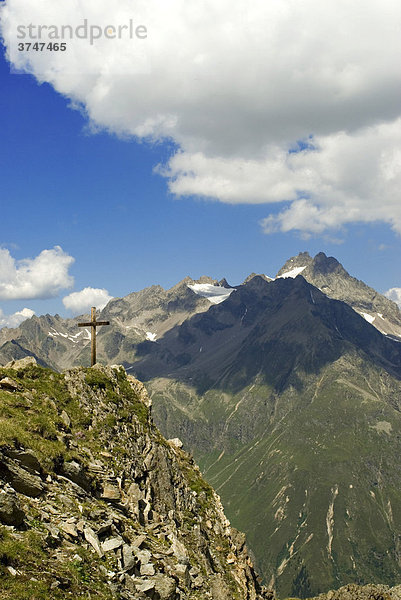 Kaunergrat  Rofele Wand  von Gahwinden aus gesehen  Rüsselsheimer Hütte  Planggeroß  Pitztal  Tirol  Österreich  Europa