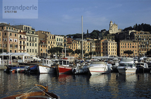 Blick auf Hafen mit Booten und Stadt  S. Margherita  Ligurien  Riviera  Italien