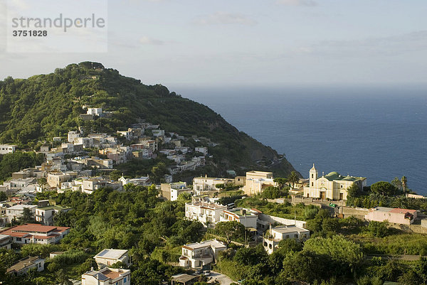 Landschaft mit Häusern und Meer  Insel Ischia  Golf von Neapel  Kampanien  Italien