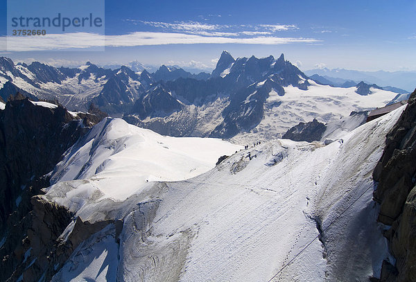 Bergpanorama auf der Aiguille du Midi  Mont Blanc  Chamonix  Frankreich