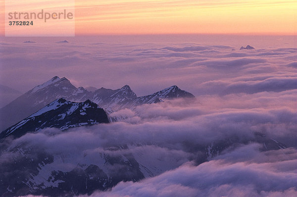 Blick von der Zugspitze bei Abendstimmung  Bayern  Deutschland  Europa