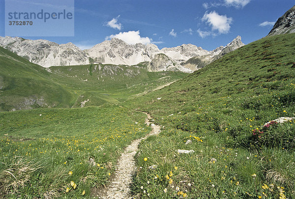 Weg zur Memminger Hütte  Lechtaler Alpen  Tirol  Österreich  Europa