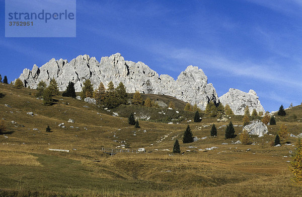 Grödener Joch im Herbst  Dolomiten  Südtirol  Italien  Europa