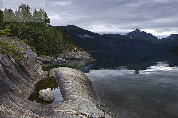 Landschaft am Langfjord  Boggestranda  M¯re og Romsdalen  Norwegen