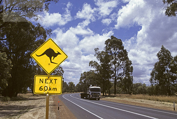 Känguru-Warnschild an Straße in West Australien  Australien