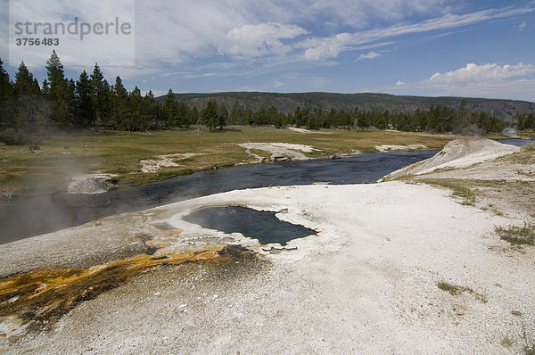 Firehole River im Upper Geysir Basin  Yellowstone Nationalpark  Wyoming  Vereinigte Staaten von Amerika