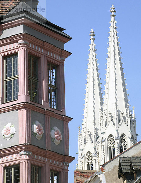 Peterskirche mit Renaissance-Erker  Görlitz  Sachsen  Deutschland  Europa