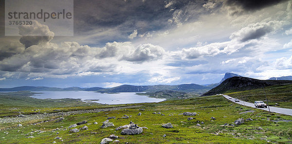 Straße am Sognefjellet  Norwegen  Skandinavien  Europa