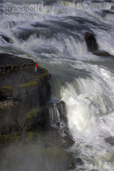 Gullfoss-Wasserfall am Hvita-Fluss in Island - Goldener Wasserfall - Island  Europa