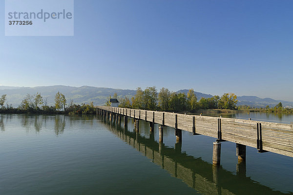 Rapperswil - Holzbrücke über den Zürichsee - Kanton Sankt Gallen  Schweiz  Europa.