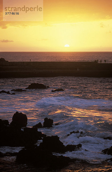 Sonnenuntergang in Puerto de la Cruz  Teneriffa  Kanarische Inseln  Spanien