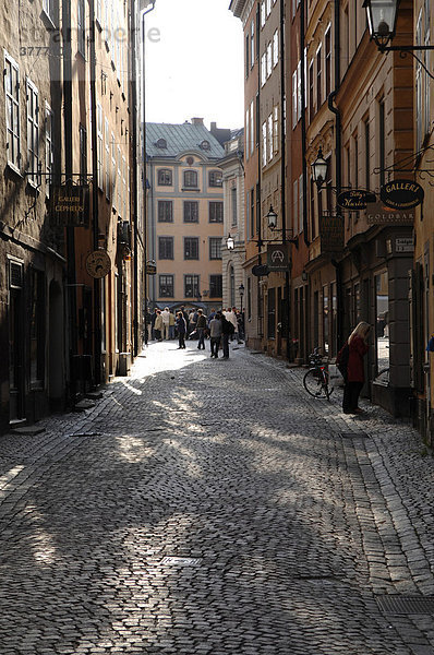 Einkaufsstraße in Altstadt  Stockholm  Schweden