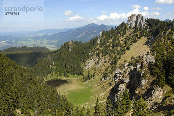 Berggipfel Ettaler Manndl (1633 m) mit Soilesee Laberberg Bayern  Deutschland