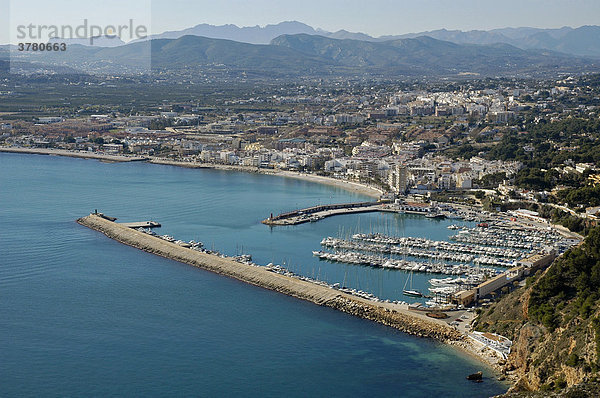 Ausblick vom Aussichtspunkt Cap Antoni  Hafen  Javea  Xabia  Costa Blanca  Spanien
