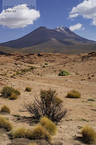 Landschaft mit Vulkan im Hochland von Uyuni  Bolivien
