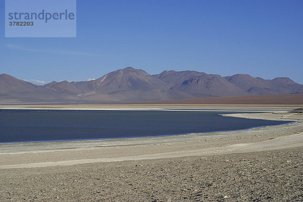 Lagune in einer Vulkan- und Wüstenlandschaft  Hochland von Uyuni  Bolivien