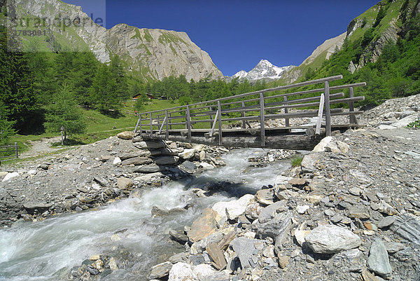 Holzbrücke über den Ködnitzbach  Nationalpark Hohe Tauern  Tirol  Österreich