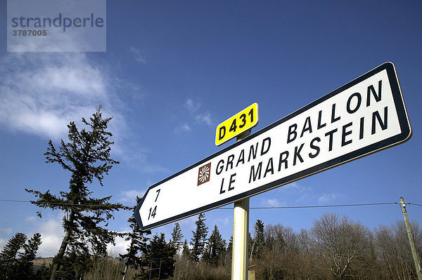 Hinweisschild zum Gipfel des Grand Ballon  Elsass / Vogesen  Frankreich