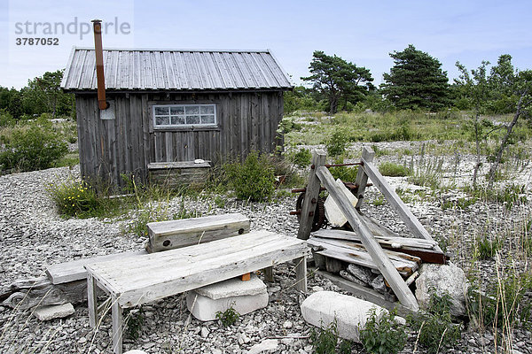Hütte für Arbeiter im Kalk- und Industriemuseum in Bläse  Gotland  Schweden