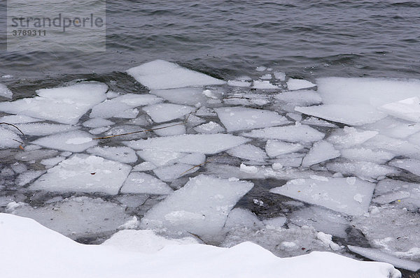 Eisschollen schwimmen auf Wasseroberfläche