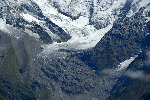 Gletscherzunge des Glacier de Miage im Mt. Blanc Massiv Hochsavoyen Haute-Savoie Frankreich