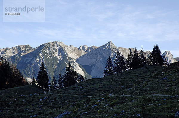 Blick auf zahmen zahmer Kaiser mit Pyramidenspitze  Kaisergebirge  Alpen  Tirol  Österreich