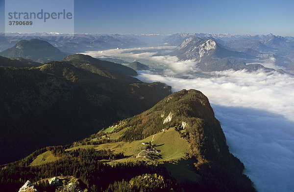 Zehnerkopf und Ritzaualm über dem Kufsteiner Becken von der Naunspitze 1633m Tirol Österreich