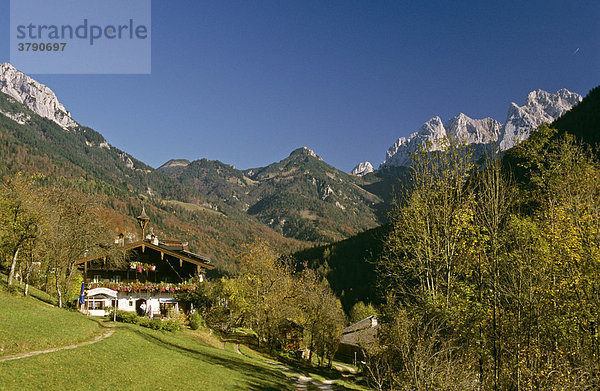 Blick vom Gasthof Veitenhof ins Kaisertal Tirol Österreich