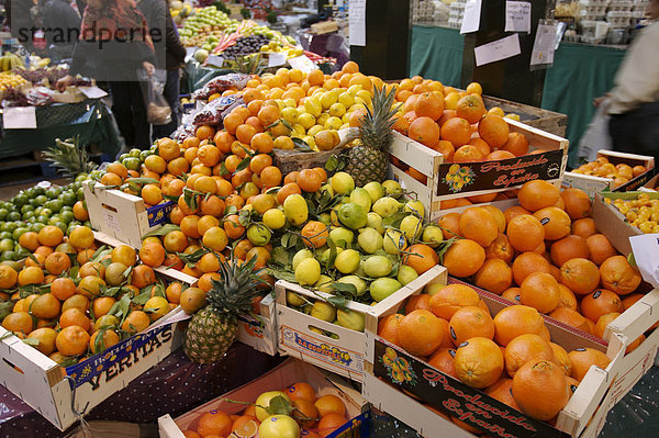 Zitrusfrüchte auf Marktstand