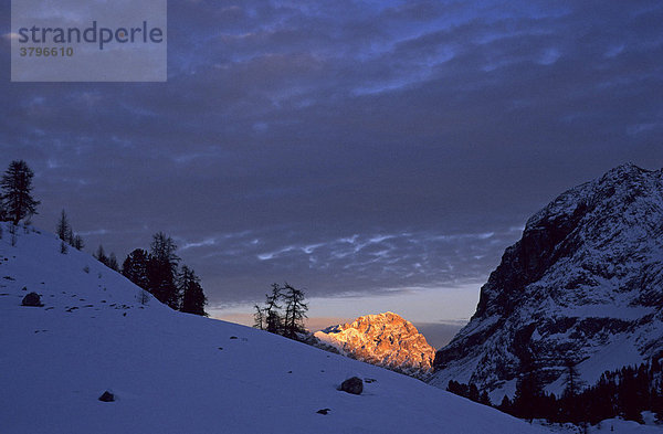 Letztes Licht auf dem Monte Cristallo Dolomiten Italien