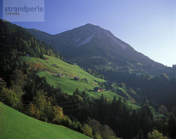 Österreich Vorarlberg Großes Walsertal Blasenka Blick von Fontanella