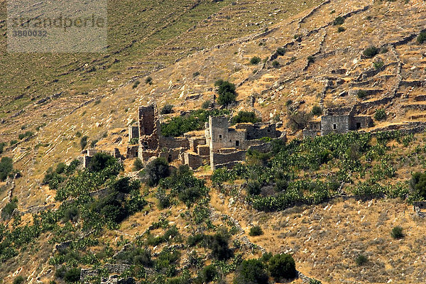 Turmhäuser  Verlassenes Dorf bei Vathia  Mani Halbinsel Peloponnes  Griechenland