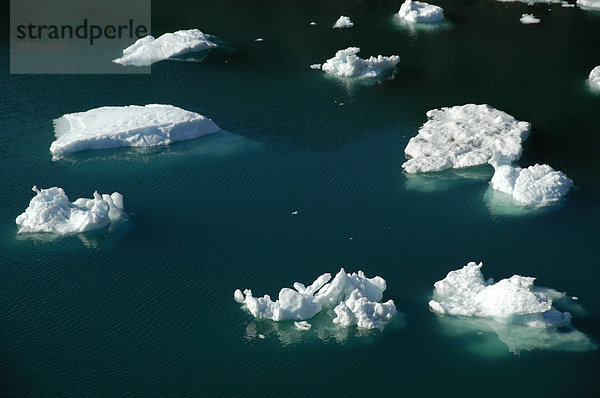 Eisberge treiben wie Eiswürfel im Wasser Sermilik Fjord Sapulik Ostgrönland