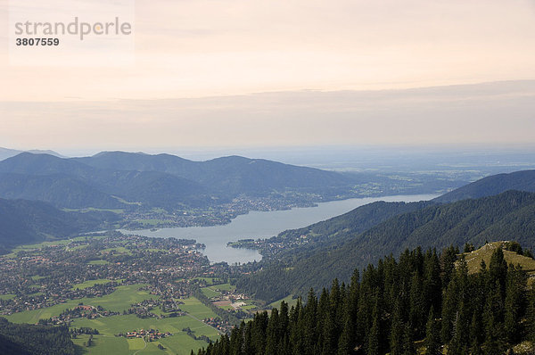 Blick von der Bodenschneid auf den Tegernsee  Alpen  Oberbayern  Deutschland