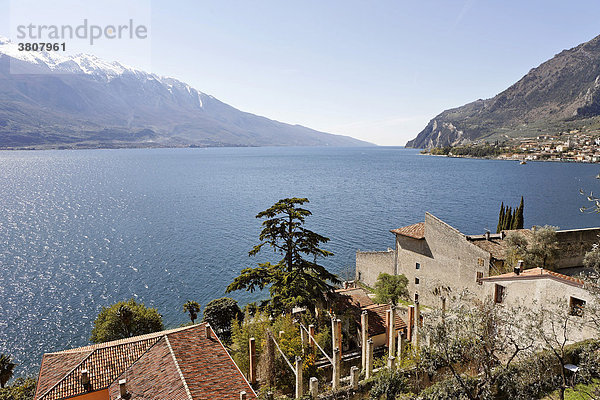 Villa und altes verfallenes Zitronengewächshaus Limonaie genannt  Limone sul Garda  Gardasee  Italien