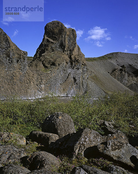Basaltformationen Hljodaklettar und Fluß Jökulsa a Fjöllum  Jökulsarglufur (Jökuls·rgl_fur) Nationalpark  Island