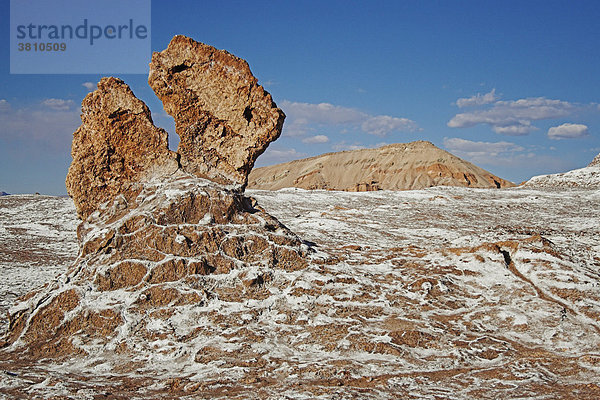Steine mit Schicht aus Salz und Gips  Atacama-Wüste  nördliches Chile  Südamerika