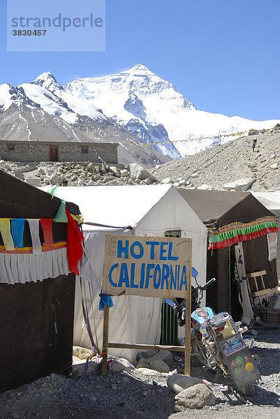 Hotel California im Zelt mit Mt. Everest Chomolungma Everest Base Camp Tibet China