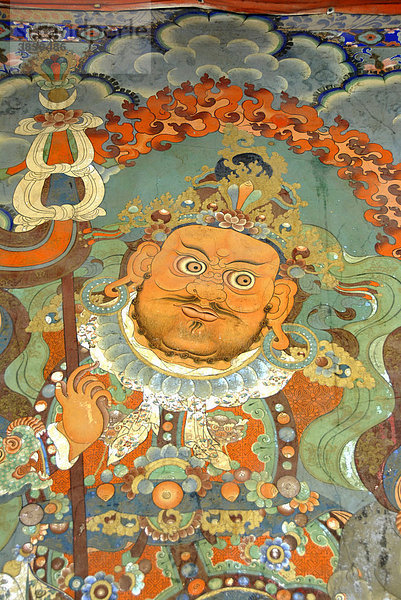 Buddhistisches Wandgemälde Dämon Kloster Sera Lhasa Tibet China