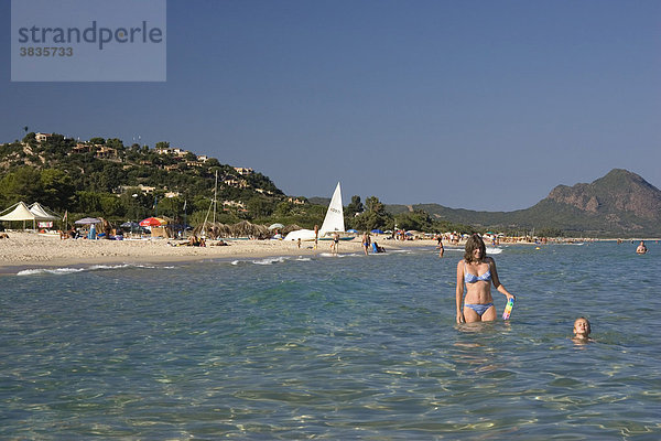 Mother and daughter swimming  Sardinia  Italy