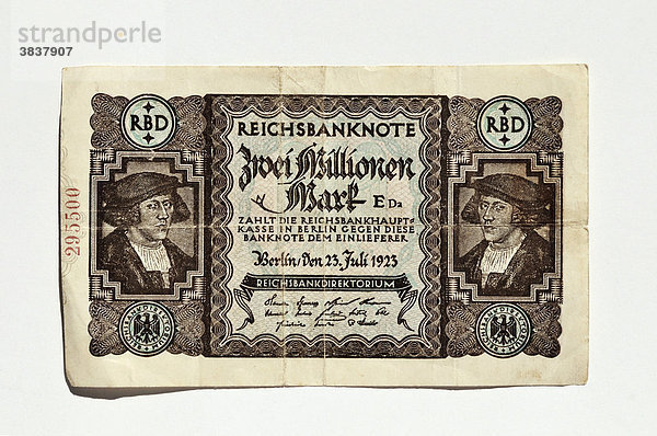Zwei Millionen Reichsmark 1923  Deutschland  Europa