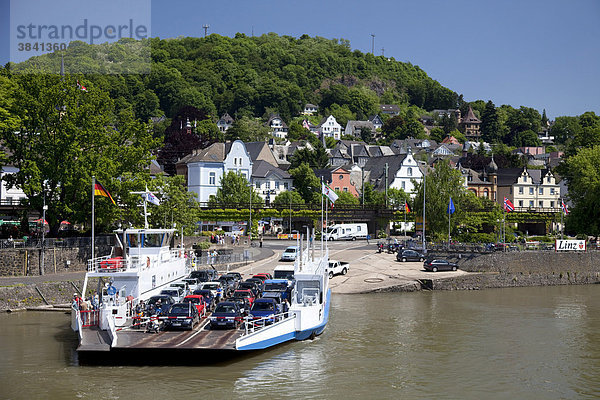 Fähre  Rheinpromenade  Linz am Rhein  Rheinland  Rheinland-Pfalz  Deutschland  Europa