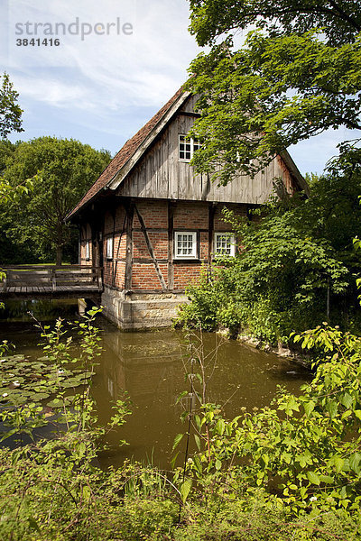 Eingang zum Freilichtmuseum Mühlenhof  Fachwerkhaus  Stadt Münster  Münsterland  Nordrhein-Westfalen  Deutschland  Europa