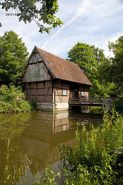 Eingang zum Freilichtmuseum Mühlenhof  Fachwerkhaus  Stadt Münster  Münsterland  Nordrhein-Westfalen  Deutschland  Europa