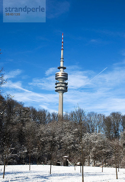 Olympiaturm im Olympiapark in München  Bayern  Deutschland  Europa
