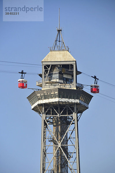 Torre de Sant Jaume I.  Station der Seilbahn vom Hafen auf den Berg Montjuic  Barcelona  Spanien  Iberische Halbinsel  Europa