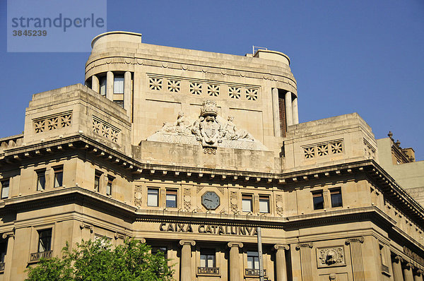 Historisches Gebäude der Caixa Catalunya  Bank Kataloniens  Barcelona  Spanien  Iberische Halbinsel  Europa