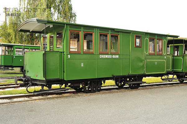 Waggon der Chiemseebahn in Prien-Stock  Chiemsee  Chiemgau  Bayern  Deutschland  Europa