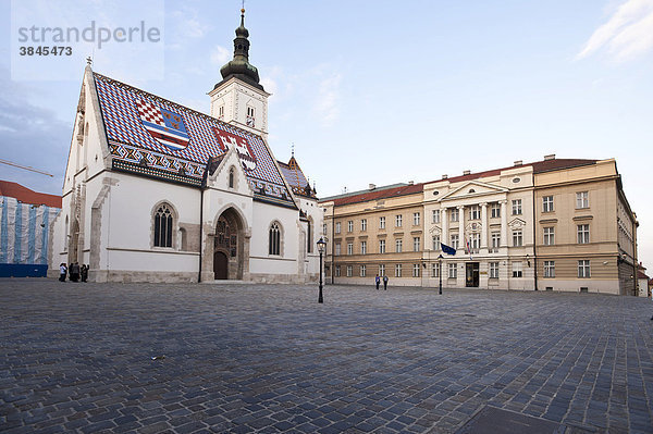 Sankt Markuskirche und Parlament  Zagreb  Kroatien  Europa