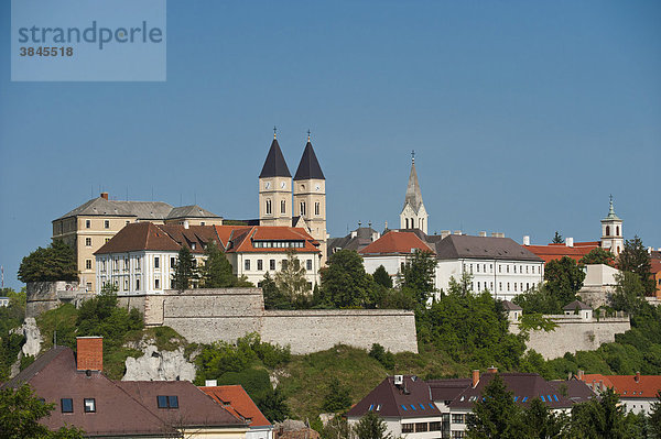 Stadtbild mit Kathedrale St. Michael  Szent Mihaly  Veszprem  Weißbrunn  Ungarn  Europa